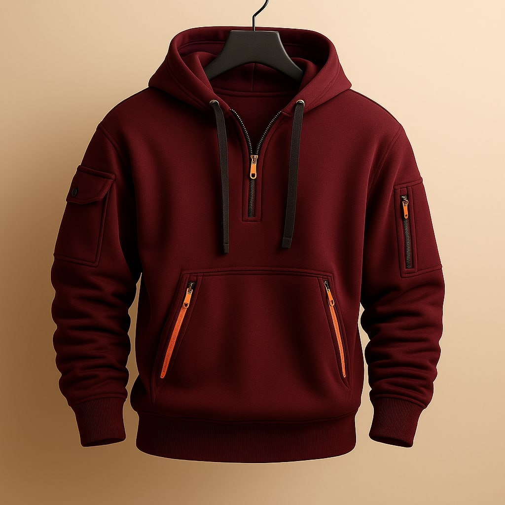 WENTWORTH LONDON | HALF-ZIP FLEECE HOODIE FOR MEN