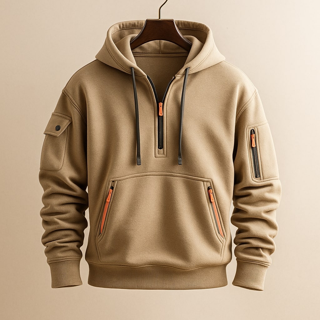 WENTWORTH LONDON | HALF-ZIP FLEECE HOODIE FOR MEN