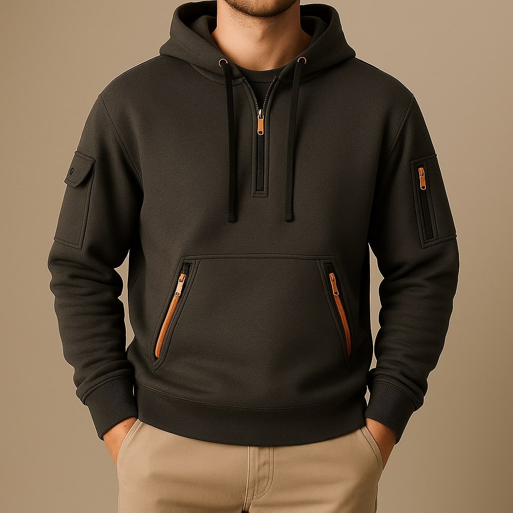 WENTWORTH LONDON | HALF-ZIP FLEECE HOODIE FOR MEN