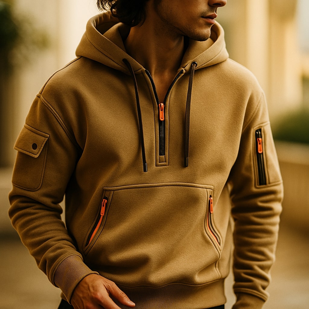 WENTWORTH LONDON | HALF-ZIP FLEECE HOODIE FOR MEN