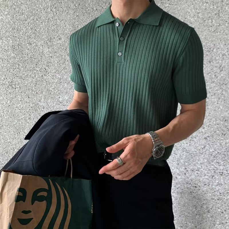 TEXTURED COTTON POLO FOR MEN