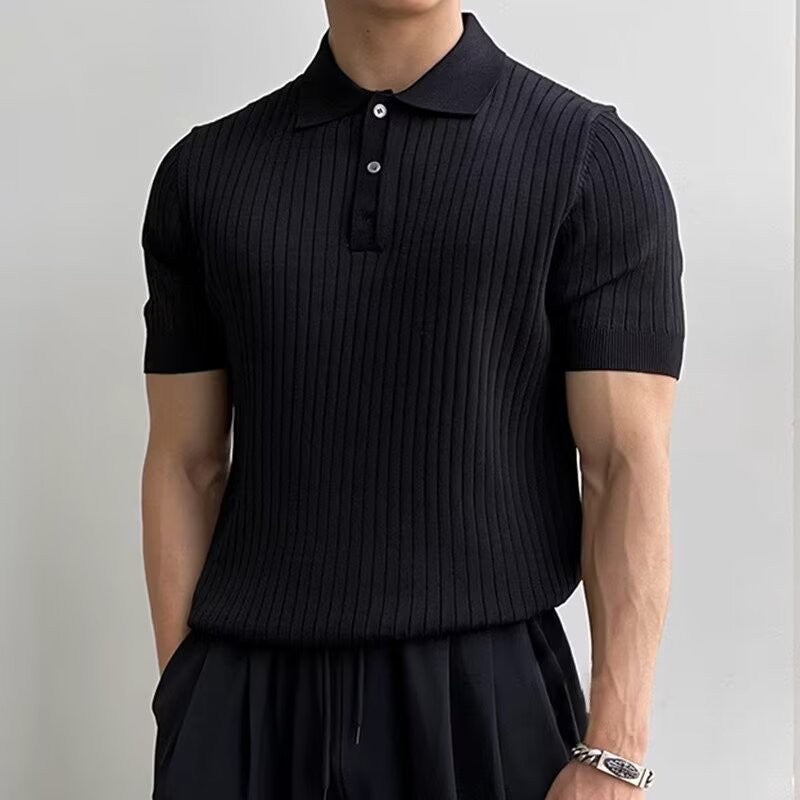 TEXTURED COTTON POLO FOR MEN