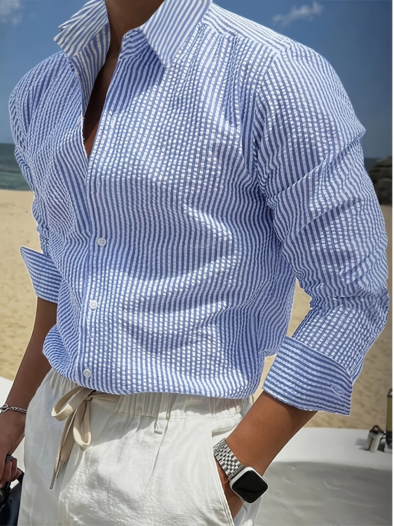 STRIPED WOVEN SHIRT FOR MEN