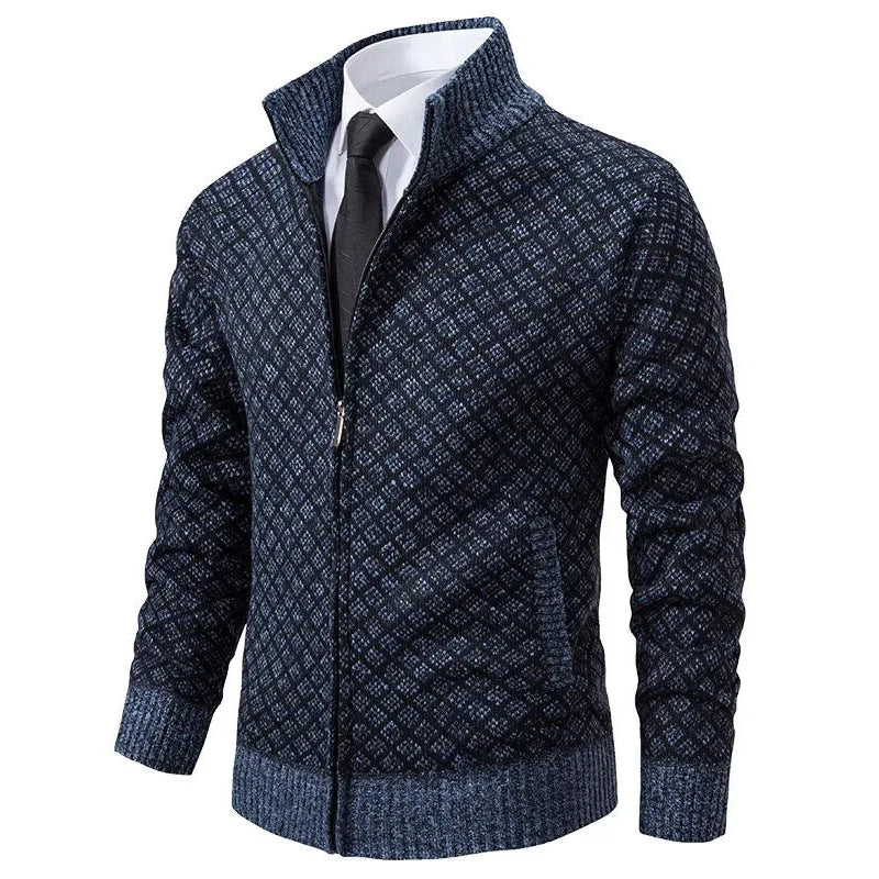 WAFFLE ZIP CARDIGAN FOR MEN