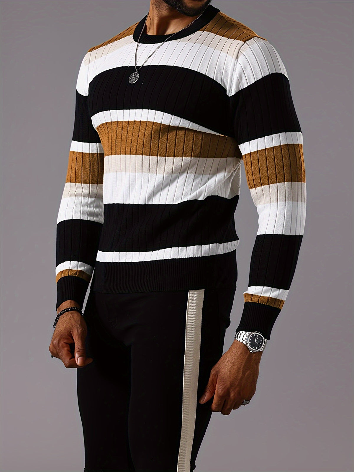 COLORBLOCK RIB-KNIT SWEATER FOR MEN