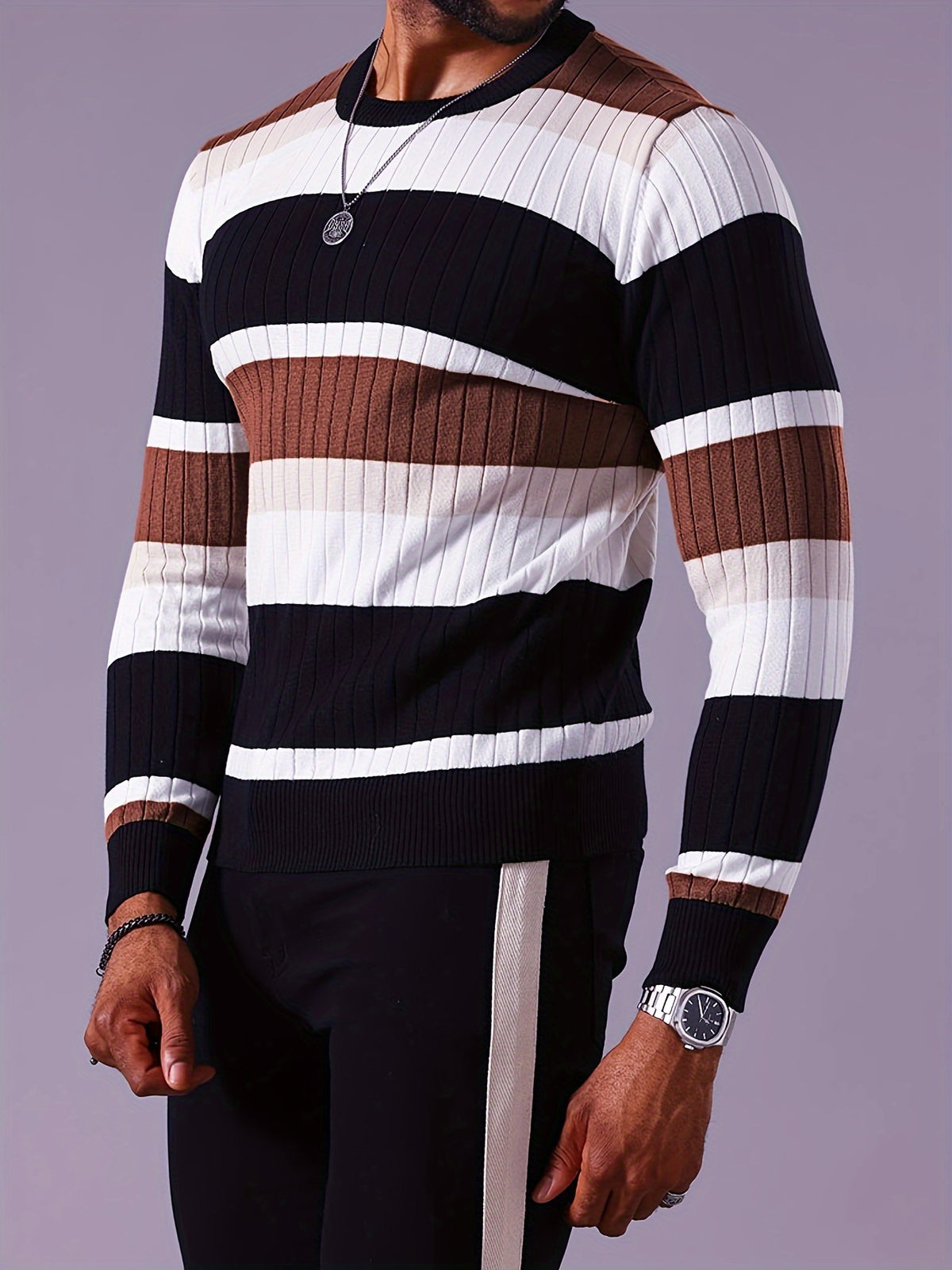 COLORBLOCK RIB-KNIT SWEATER FOR MEN