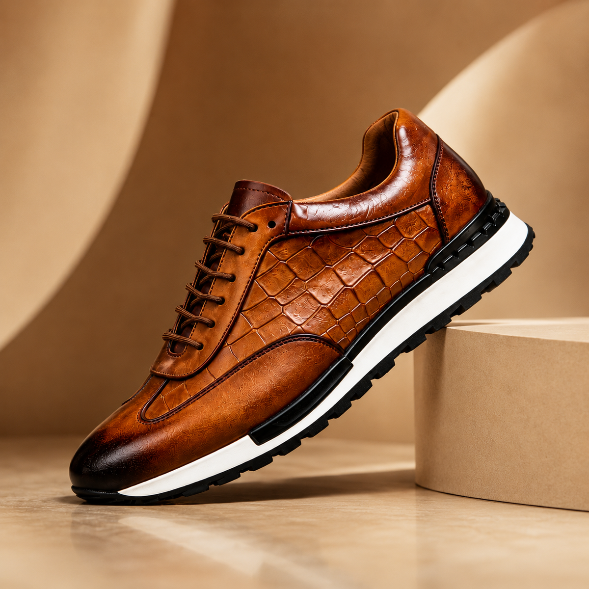 TEXTURED COWHIDE SNEAKERS FOR MEN
