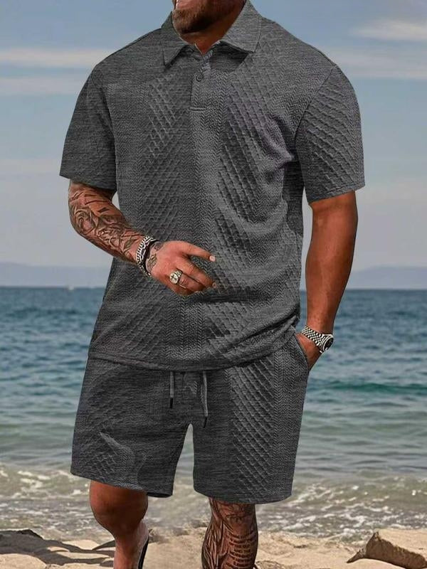 TEXTURED POLO SET FOR MEN