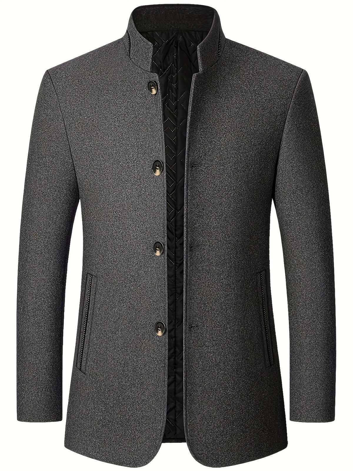 STAND COLLAR TWEED JACKET FOR MEN