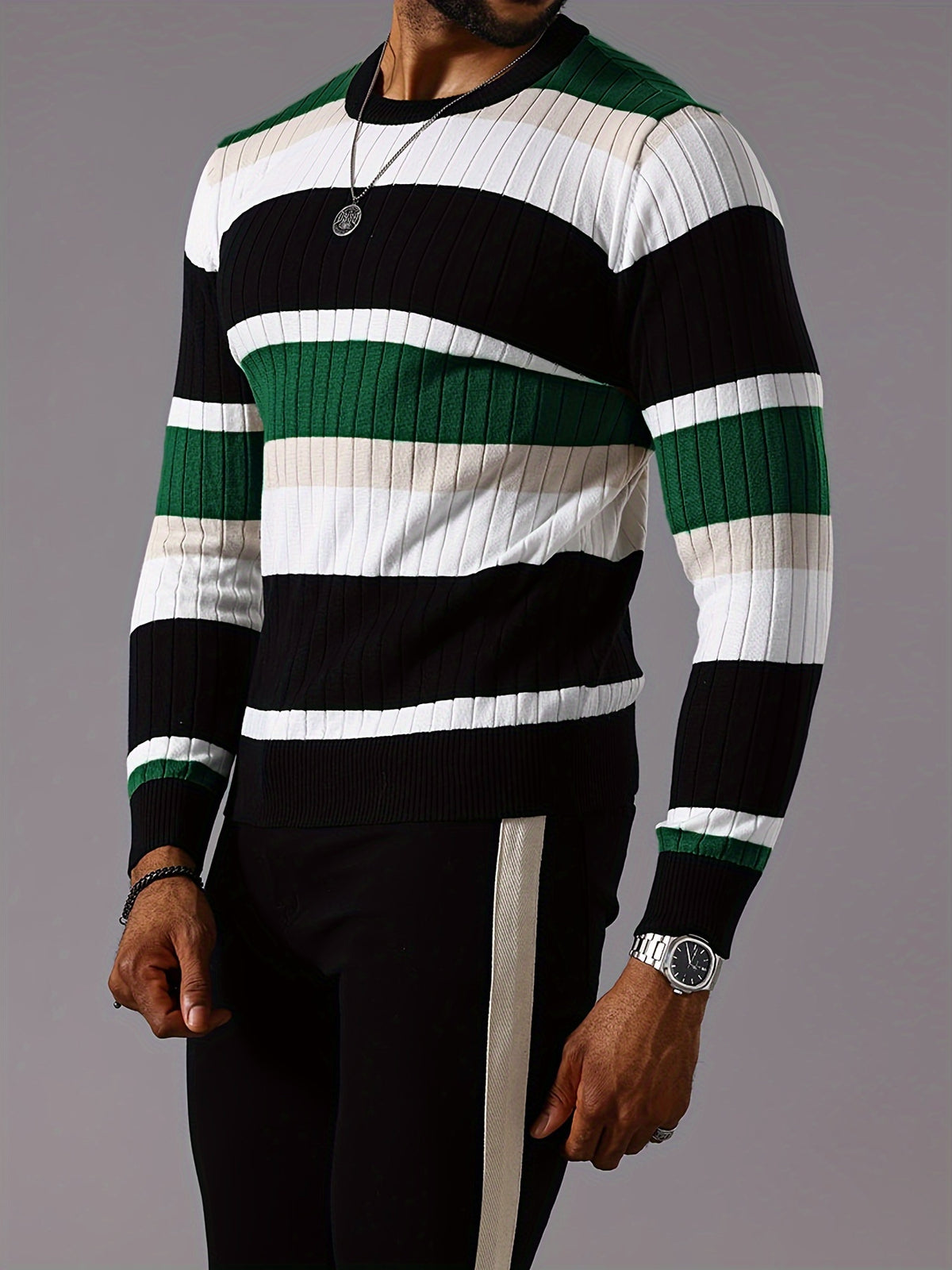 COLORBLOCK RIB-KNIT SWEATER FOR MEN