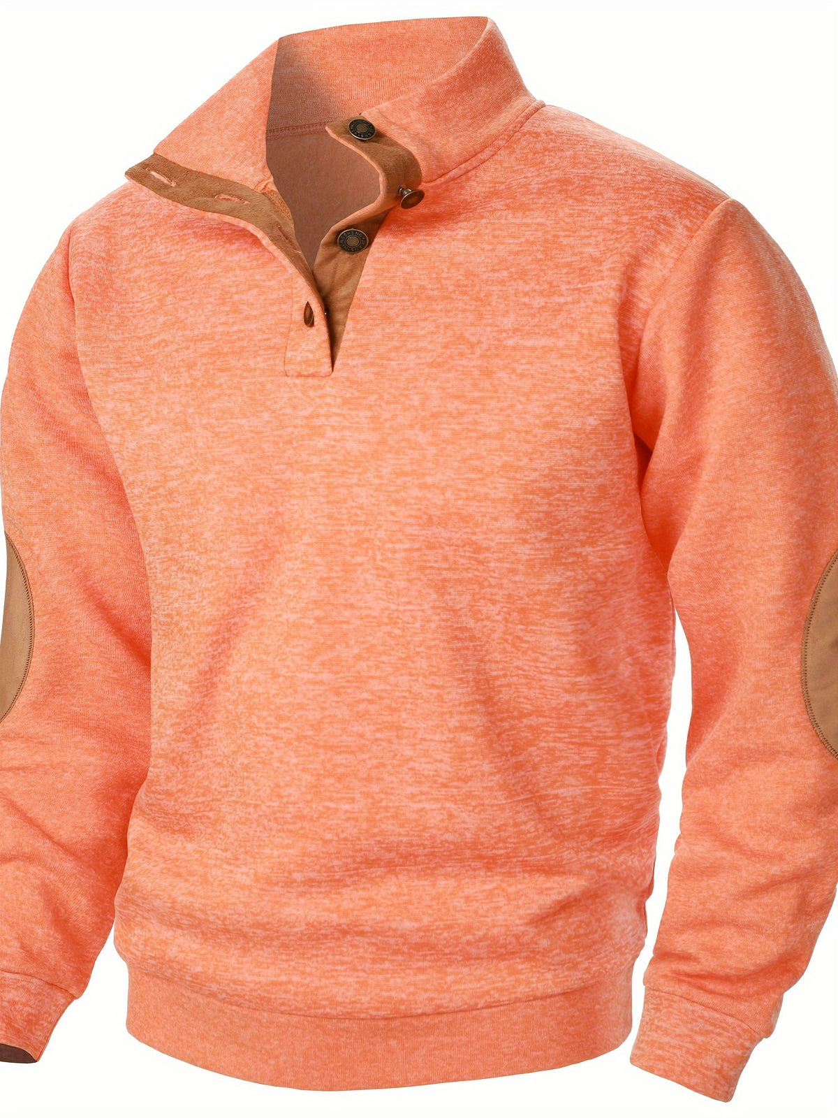 STAND COLLAR BUTTON KNIT SWEATSHIRT FOR MEN