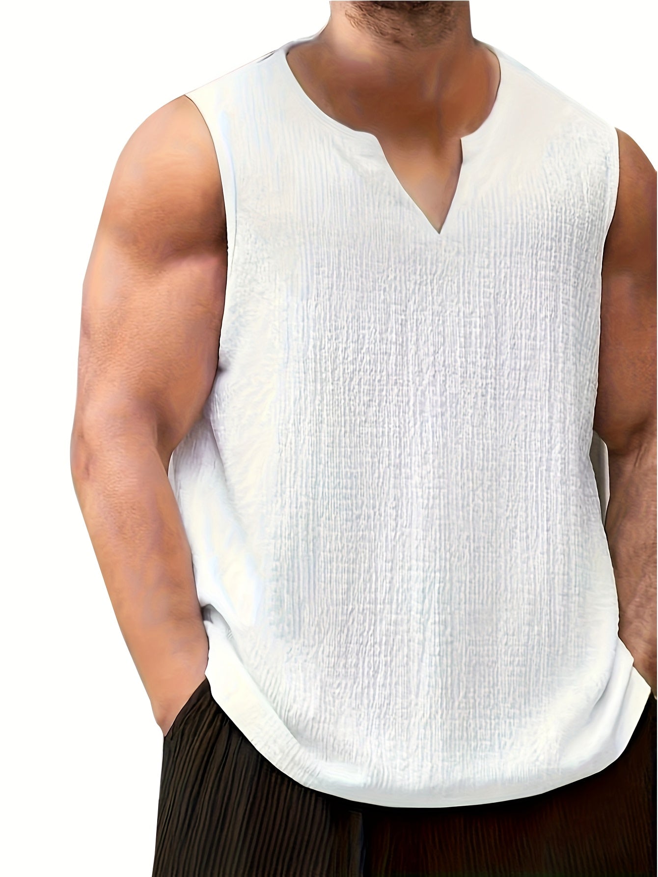 SLEEVELESS V-NECK TOP FOR MEN