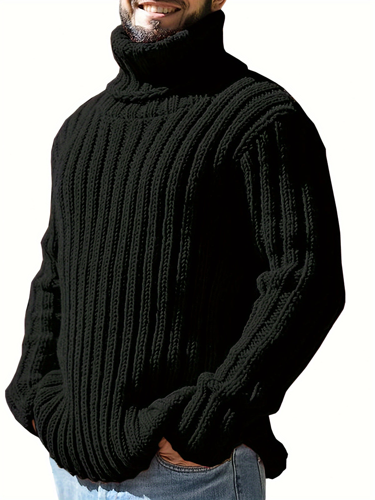 TEXTURED HIGH NECK SWEATER FOR MEN