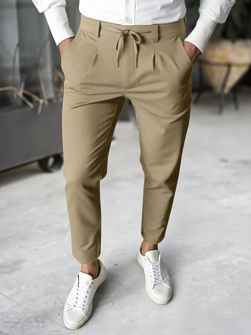 PLEATED TAPERED ANKLE TROUSERS FOR MEN