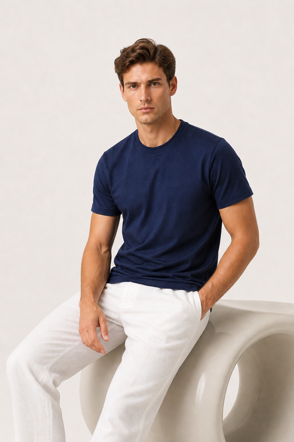 MERCERIZED COTTON TEE FOR MEN