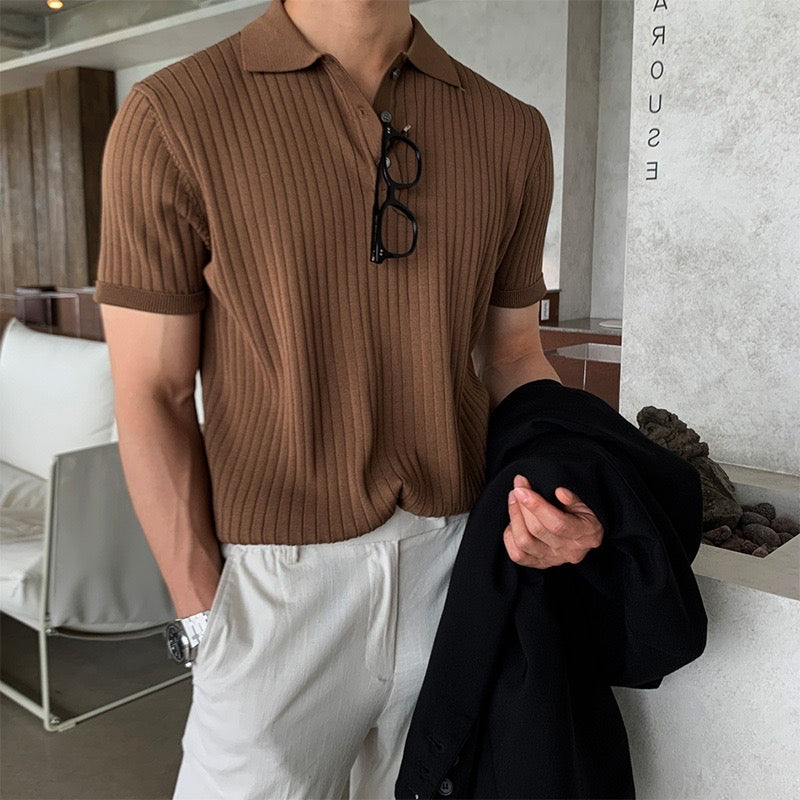 TEXTURED COTTON POLO FOR MEN