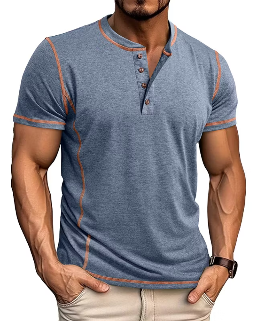 BUTTON HENLEY T-SHIRT FOR MEN