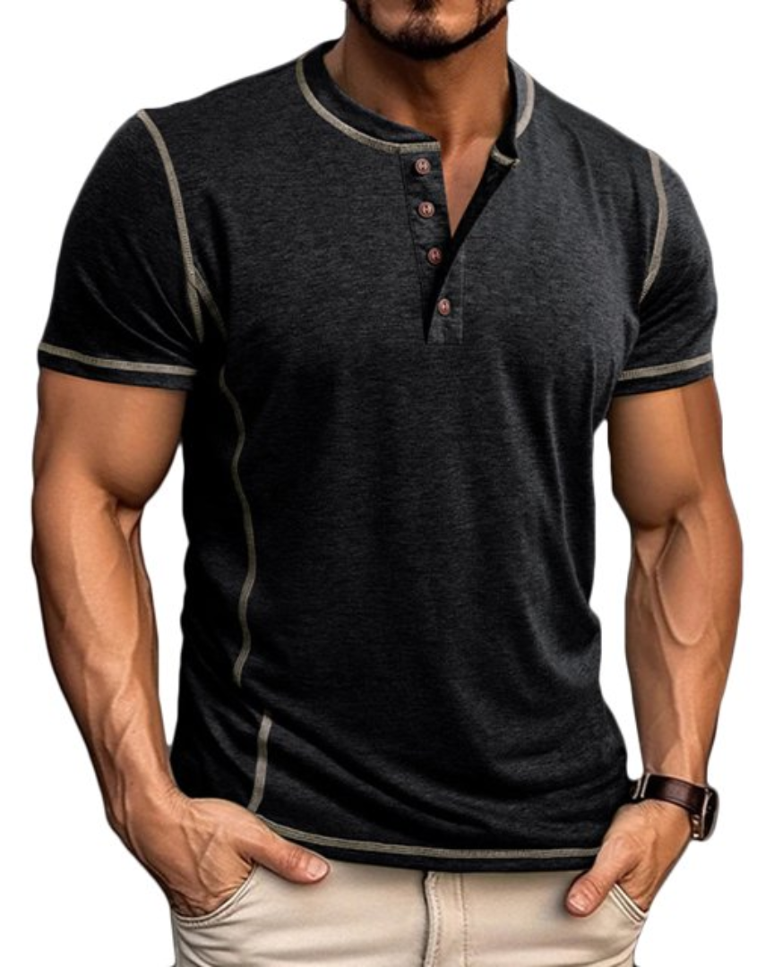BUTTON HENLEY T-SHIRT FOR MEN