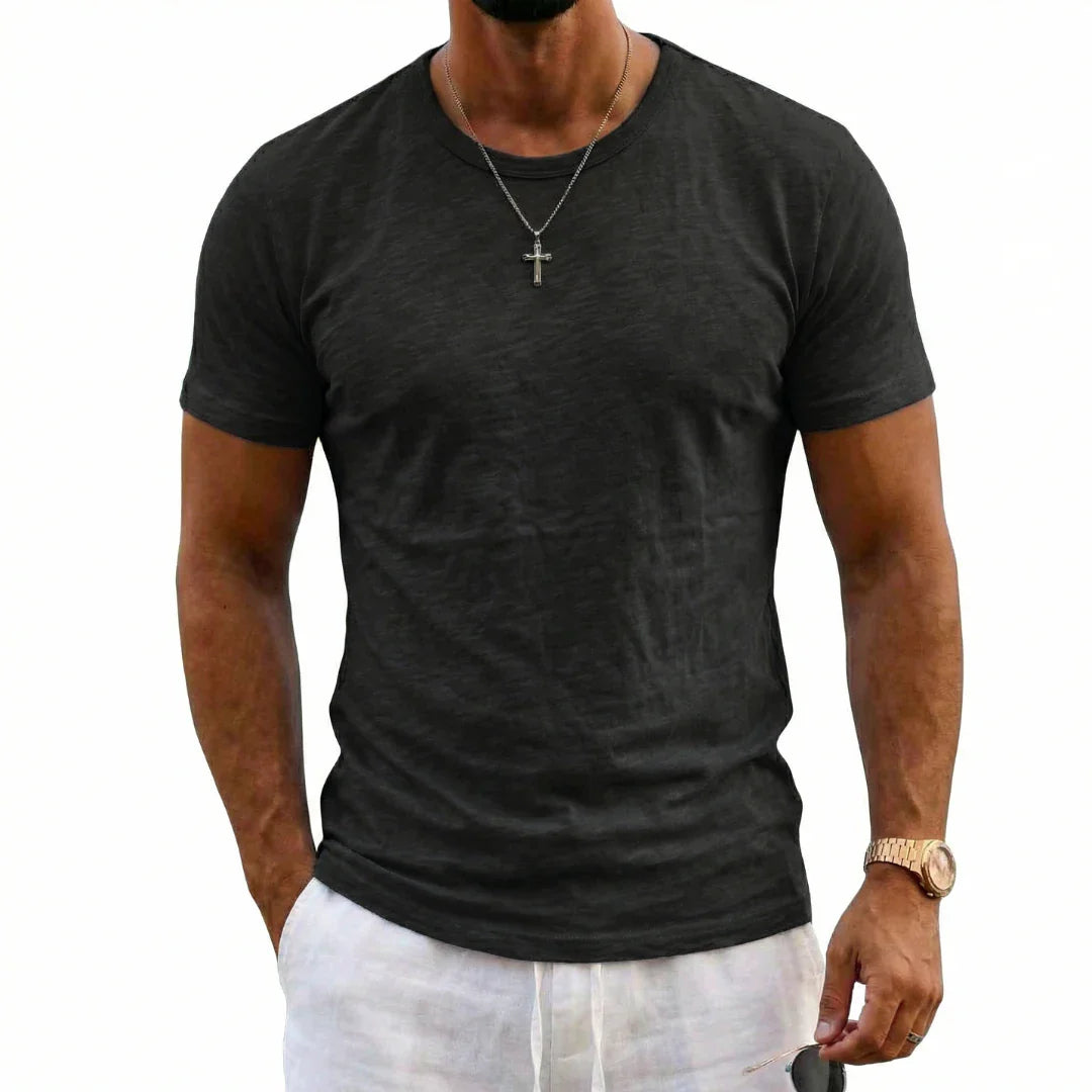TEXTURED COTTON T-SHIRT FOR MEN