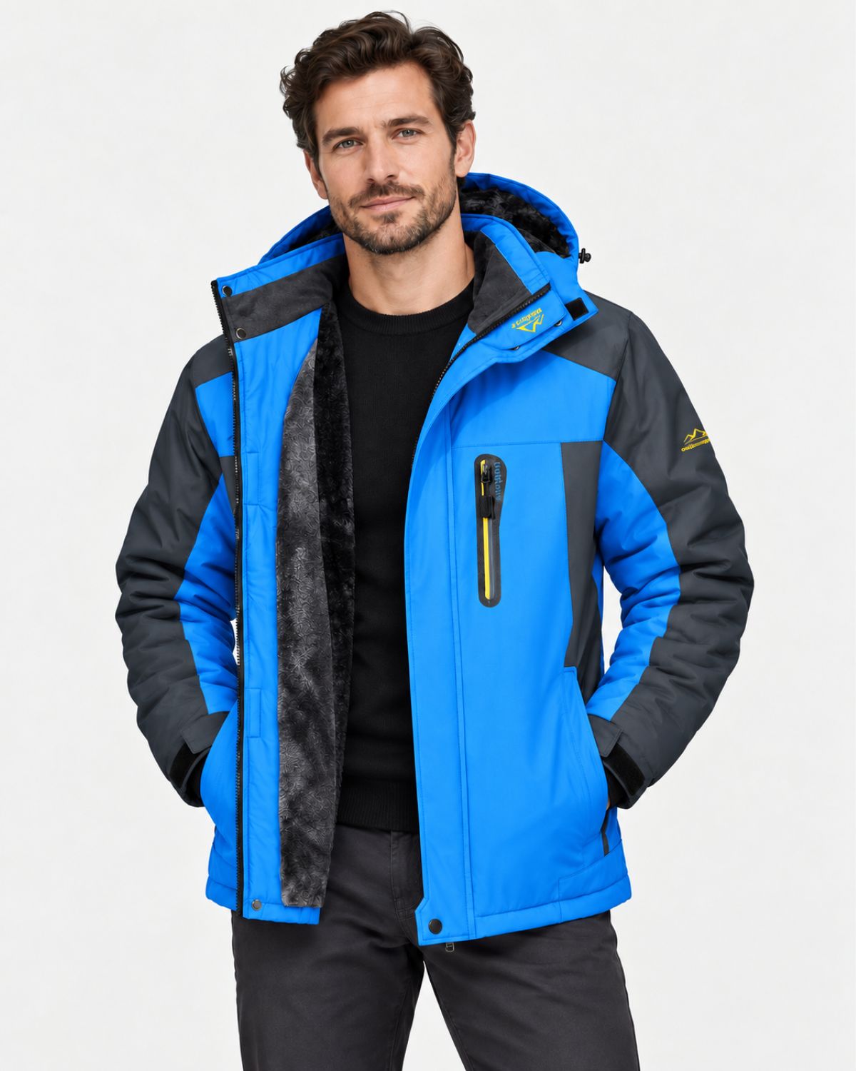 PLUSH LINED HOODED JACKET FOR MEN