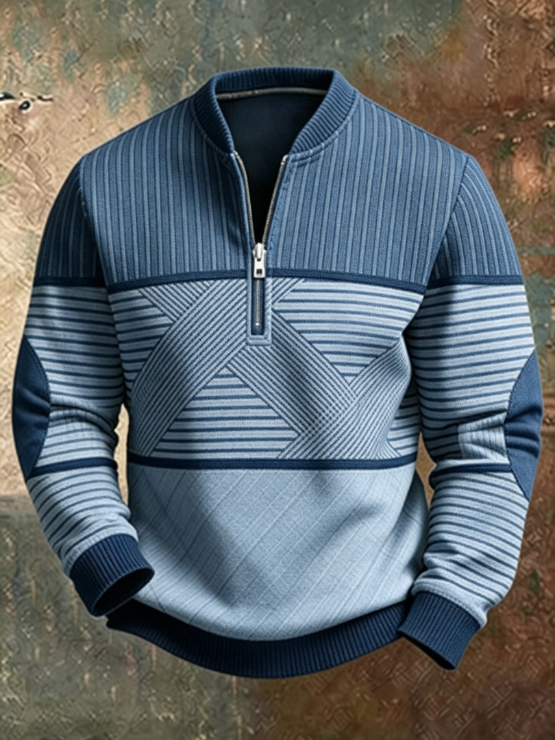 CONTRAST HALF-ZIP SWEATER FOR MEN