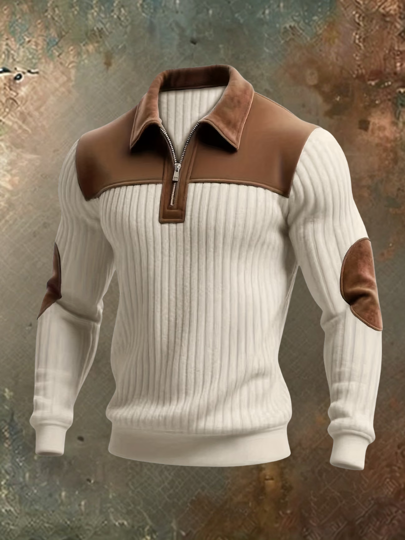 RIBBED HALF ZIP SWEATER FOR MEN