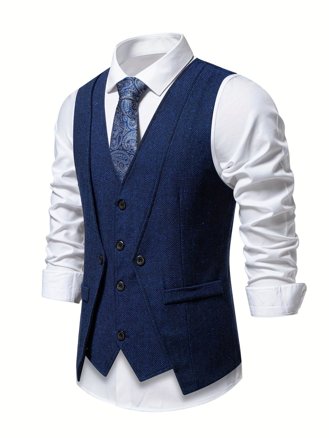 V NECK BUTTON VEST FOR MEN