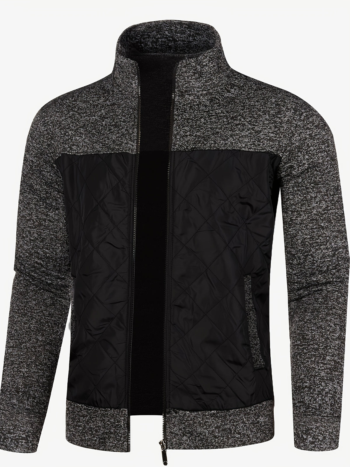 STAND COLLAR ZIP KNIT JACKET FOR MEN