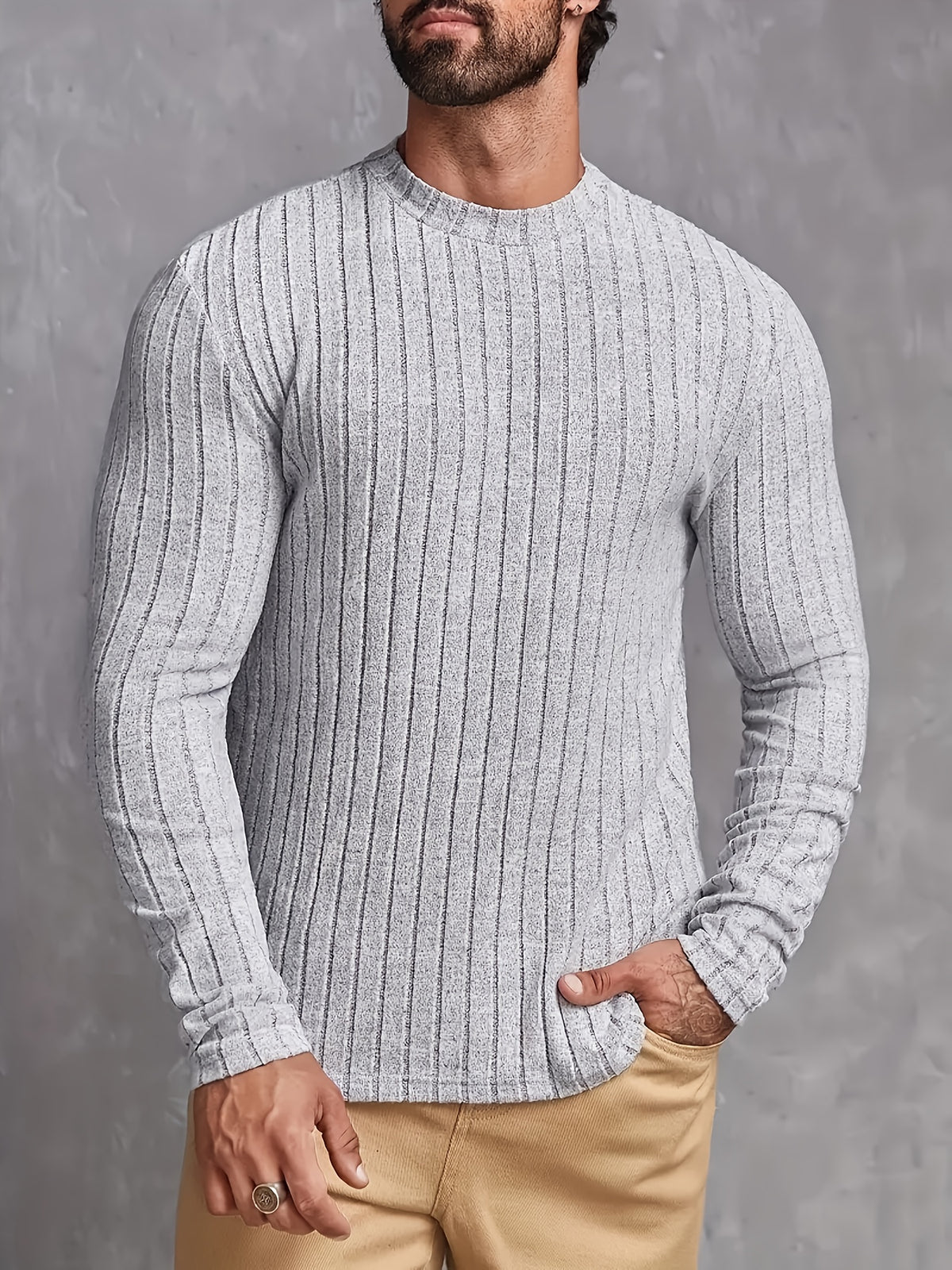 STRIPED RIB-KNIT SWEATER FOR MEN