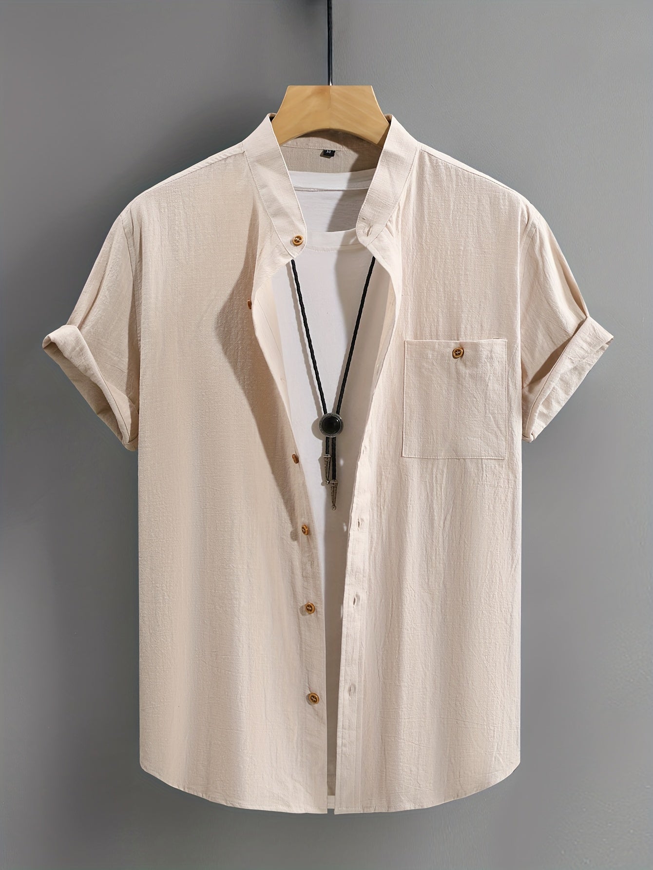 CREW NECK BUTTON SHIRT FOR MEN