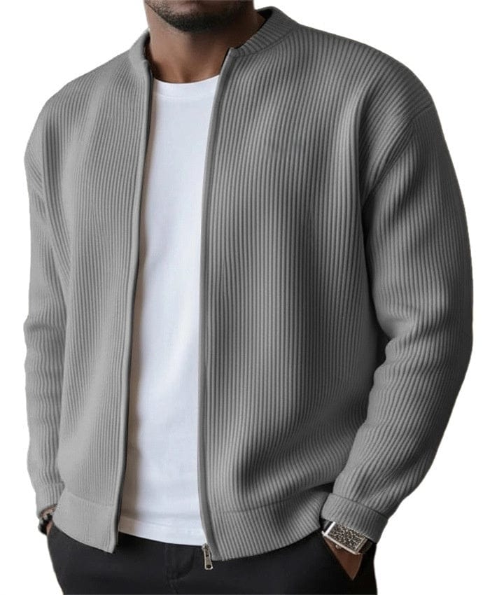 RIBBED ZIP CARDIGAN JACKET FOR MEN