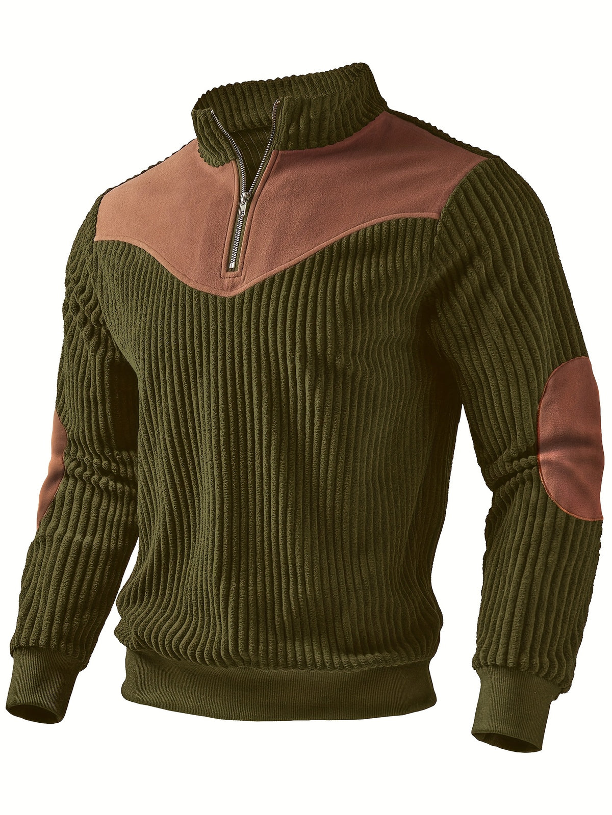RIBBED HALF ZIP SWEATSHIRT FOR MEN