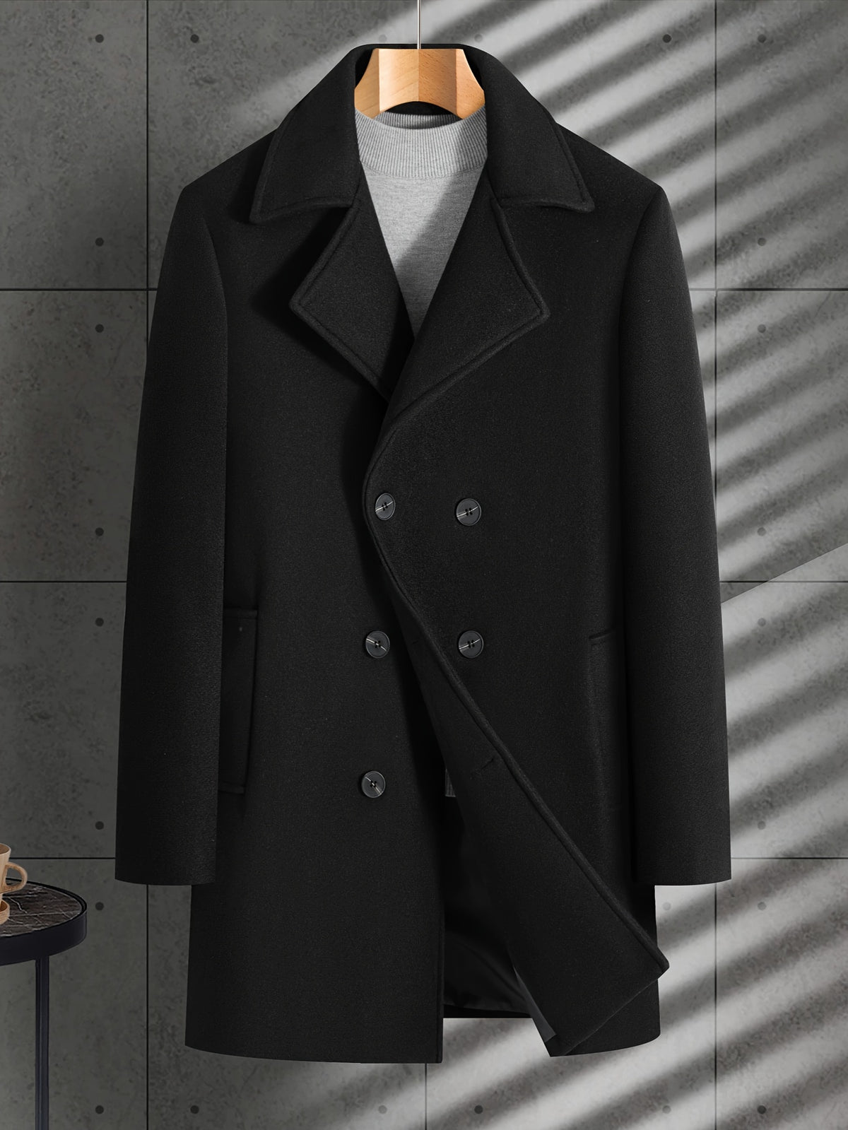 MID-LENGTH LAPEL COAT FOR MEN