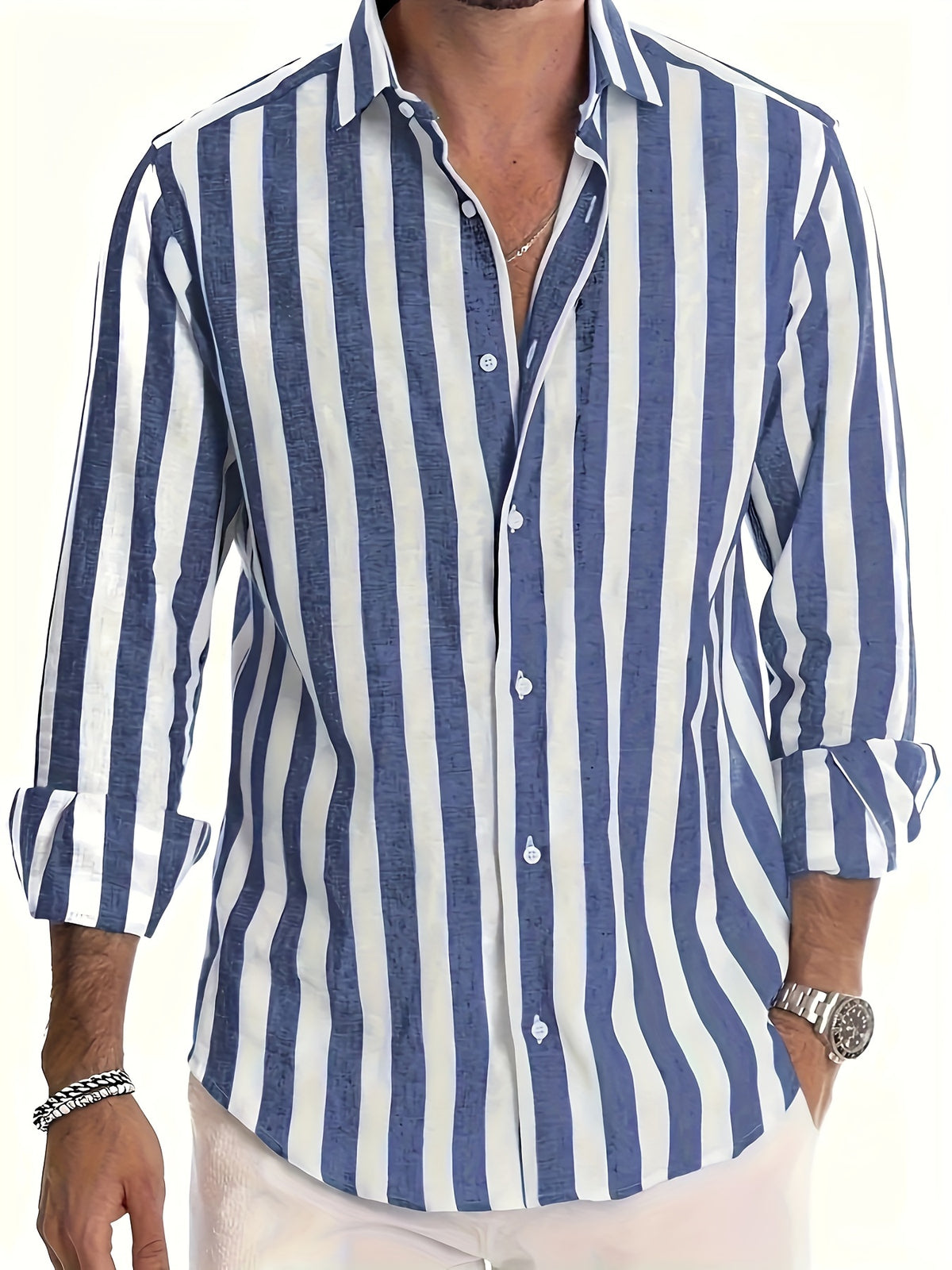 STRIPED COLLARED SHIRT FOR MEN