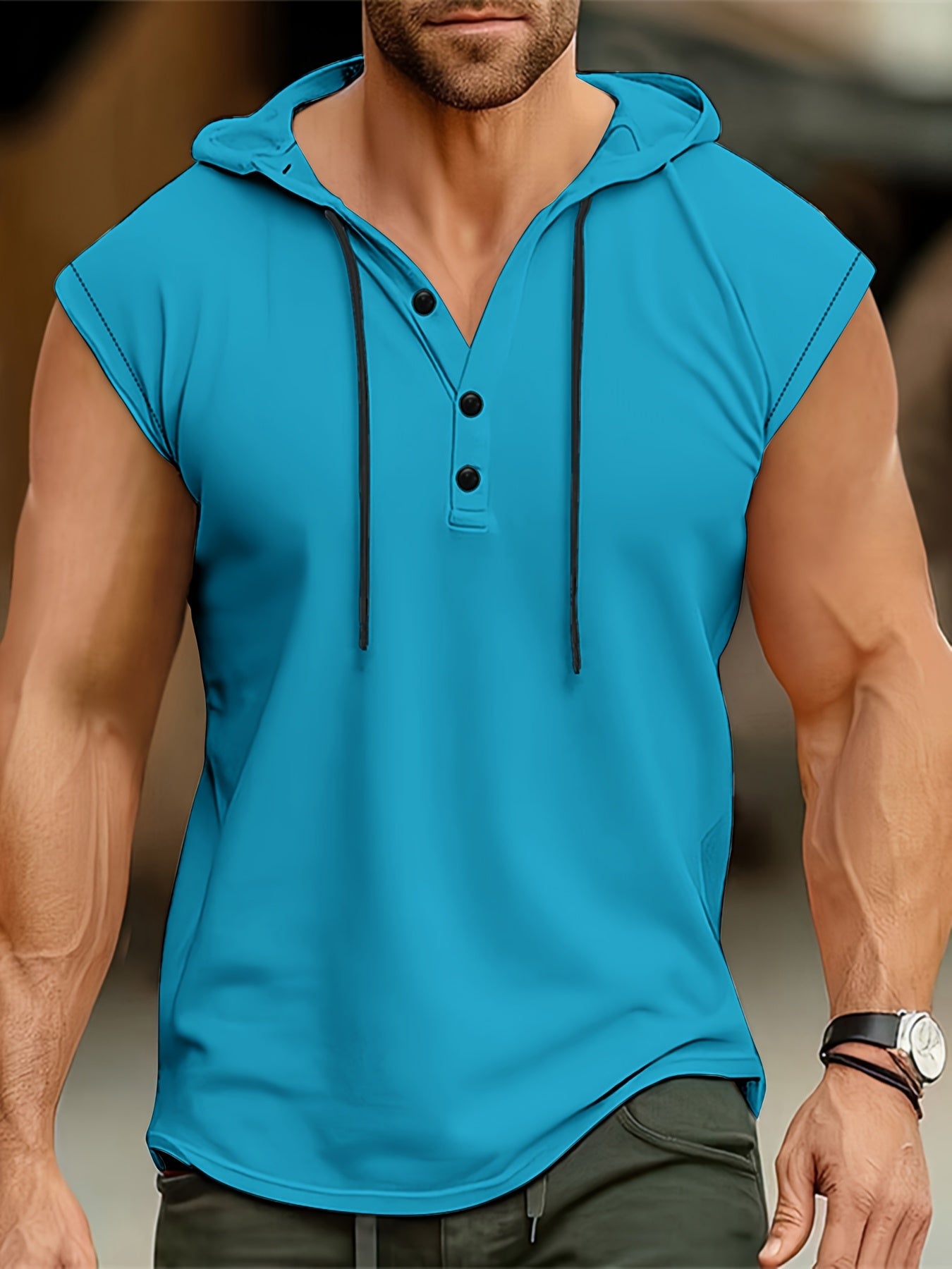 HOODED HENLEY SHIRT FOR MEN