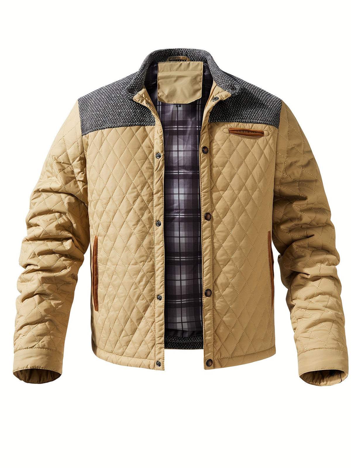 COLOUR BLOCK STAND COLLAR JACKET FOR MEN