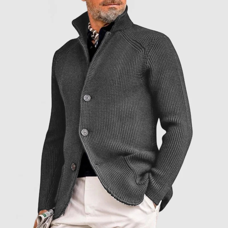 STAND COLLAR KNIT CARDIGAN FOR MEN