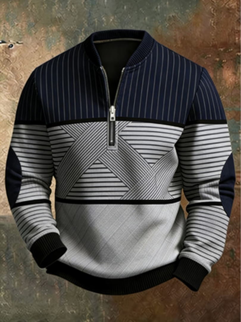 CONTRAST HALF-ZIP SWEATER FOR MEN