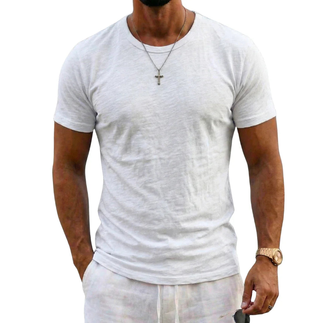 TEXTURED COTTON T-SHIRT FOR MEN