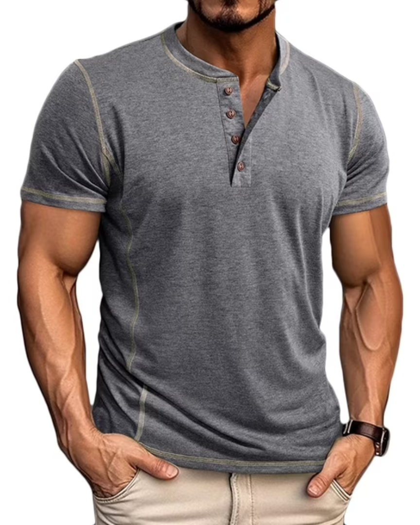 BUTTON HENLEY T-SHIRT FOR MEN