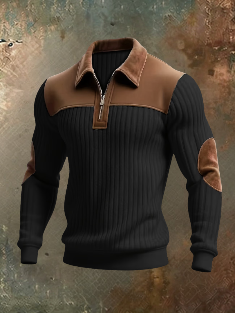 RIBBED HALF-ZIP POLO FOR MEN