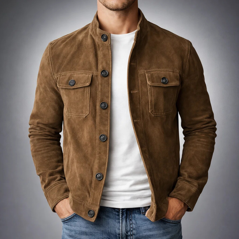 BUTTON FRONT HIGH COLLAR JACKET FOR MEN