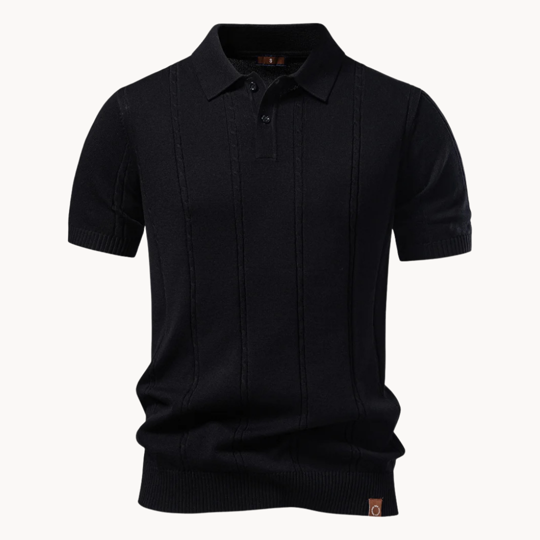 RIBBED KNIT POLO FOR MEN
