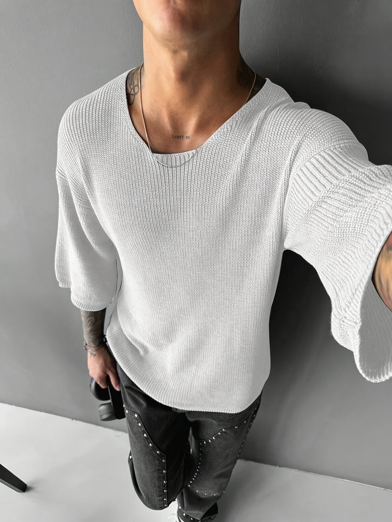 TEXTURED KNIT PULLOVER FOR MEN