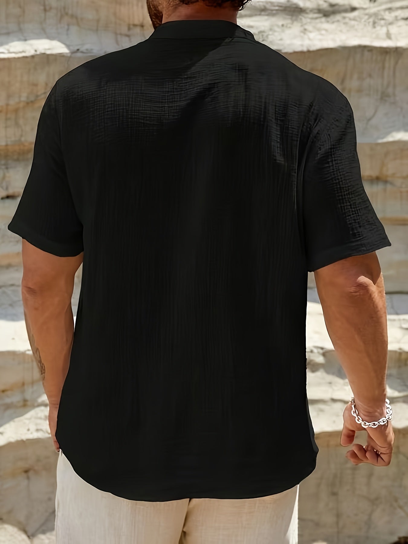 LINEN V-NECK SHIRT FOR MEN
