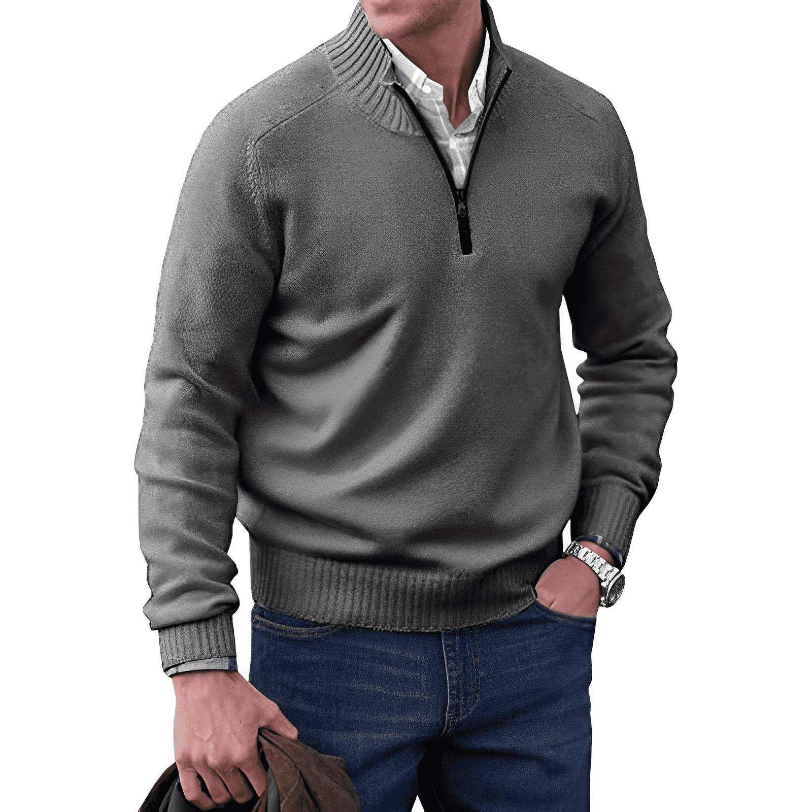 WENTWORTH LONDON | ZIPPERED KNIT PULLOVER FOR MEN