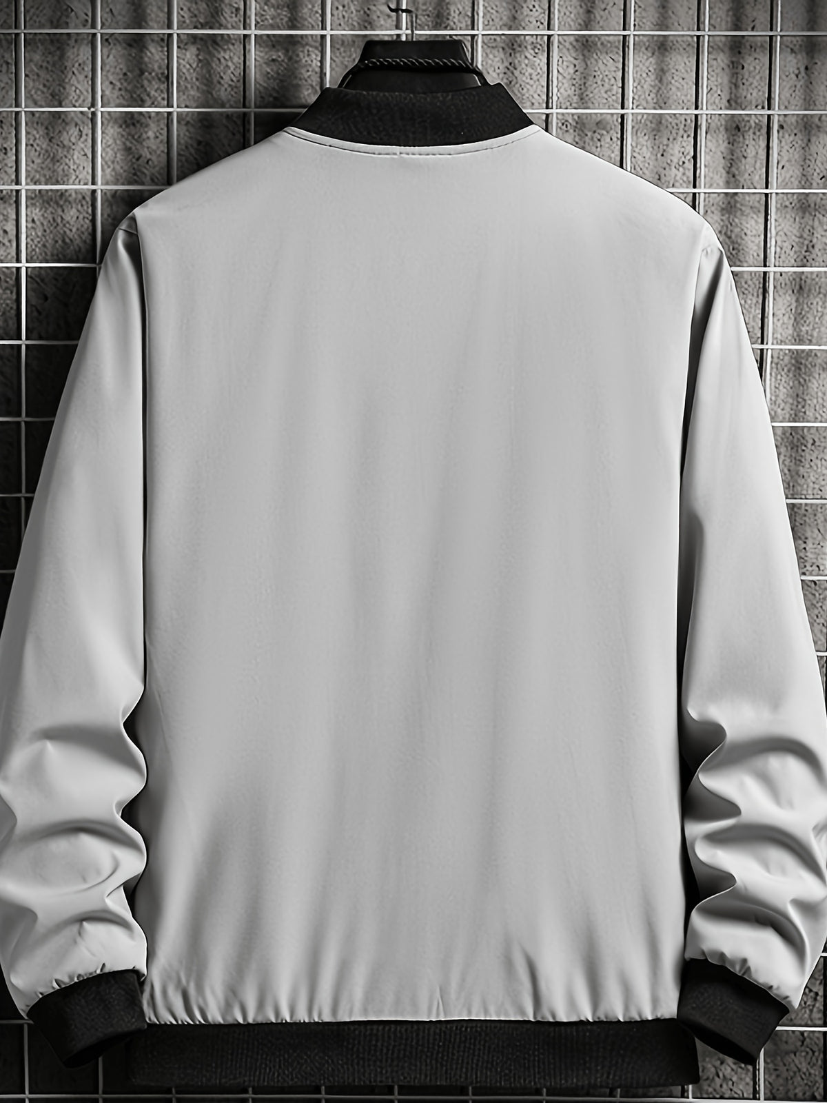 SOLID ZIP BASEBALL JACKET FOR MEN