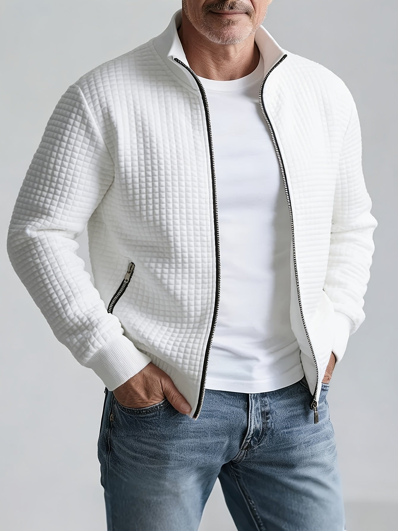 WAFFLE KNIT JACKET FOR MEN