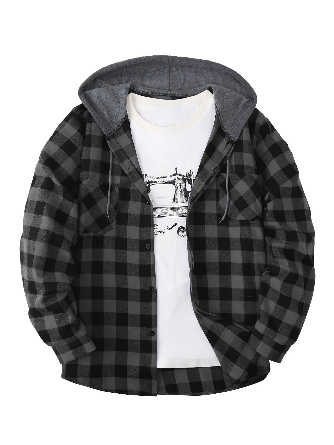 PLAID HOODED SHIRT FOR MEN