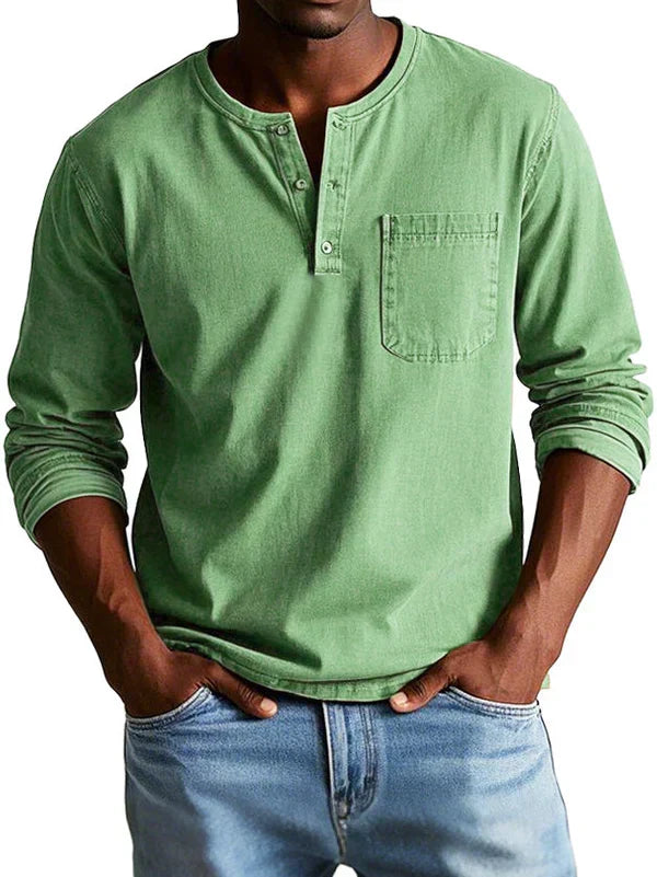 LONG SLEEVE HENLEY SHIRT FOR MEN